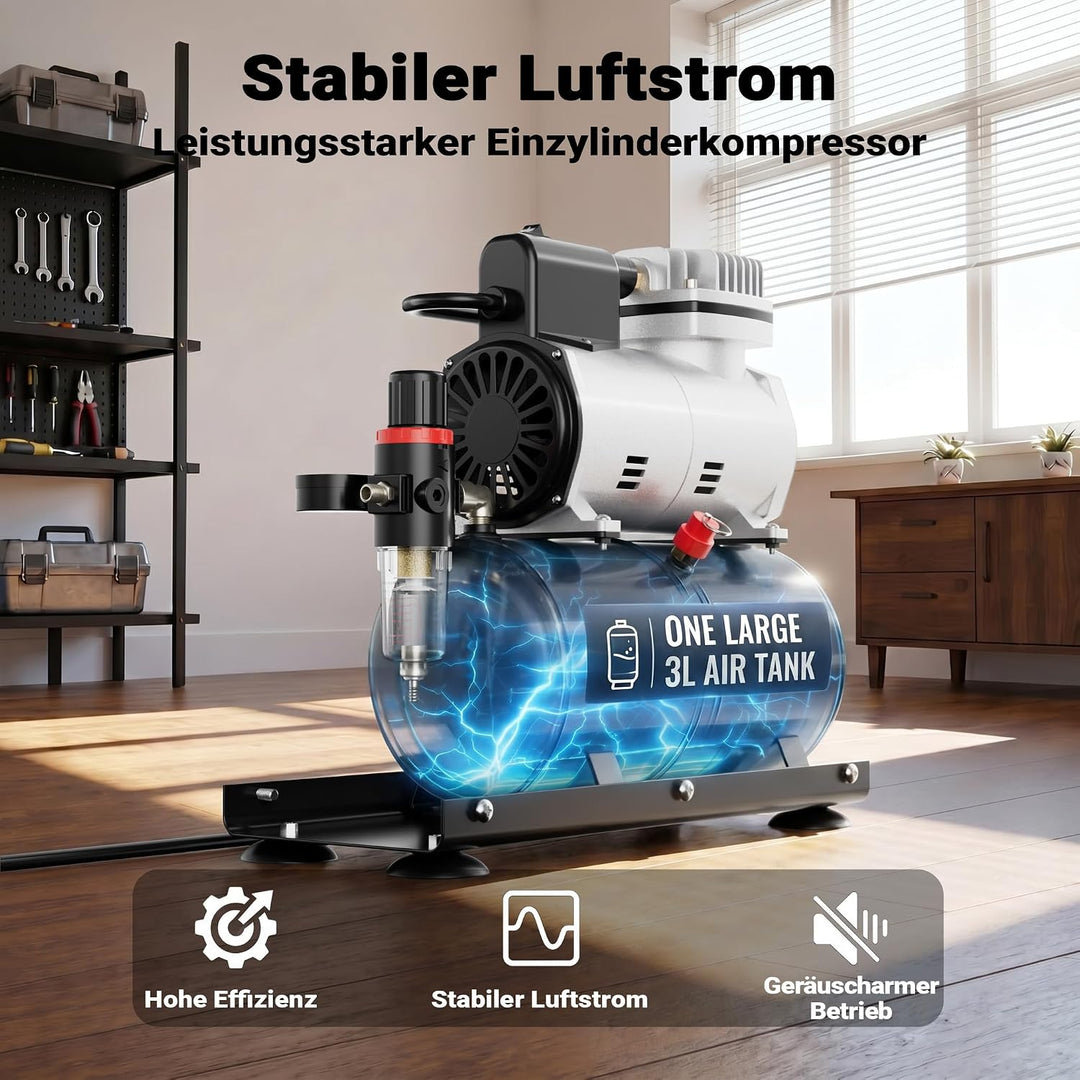 Airbrush Kompressor AF186A Lufttank Einzylinderkompressor 4bar Abschaltautomatik