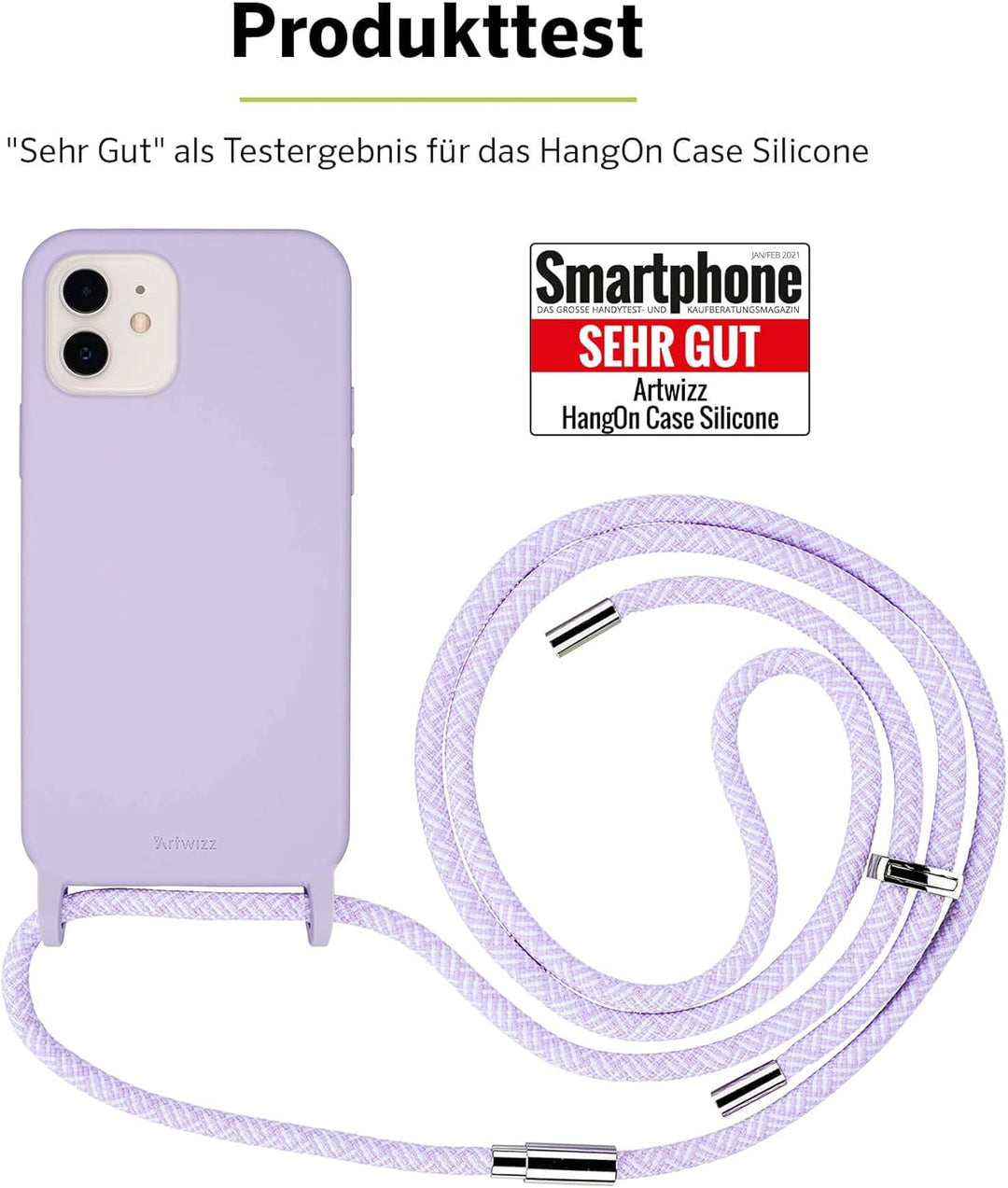 Artwizz HangOn Case kompatibel mit [iPhone 13] - Elastische Schutzhülle aus Silikon als Handykette z