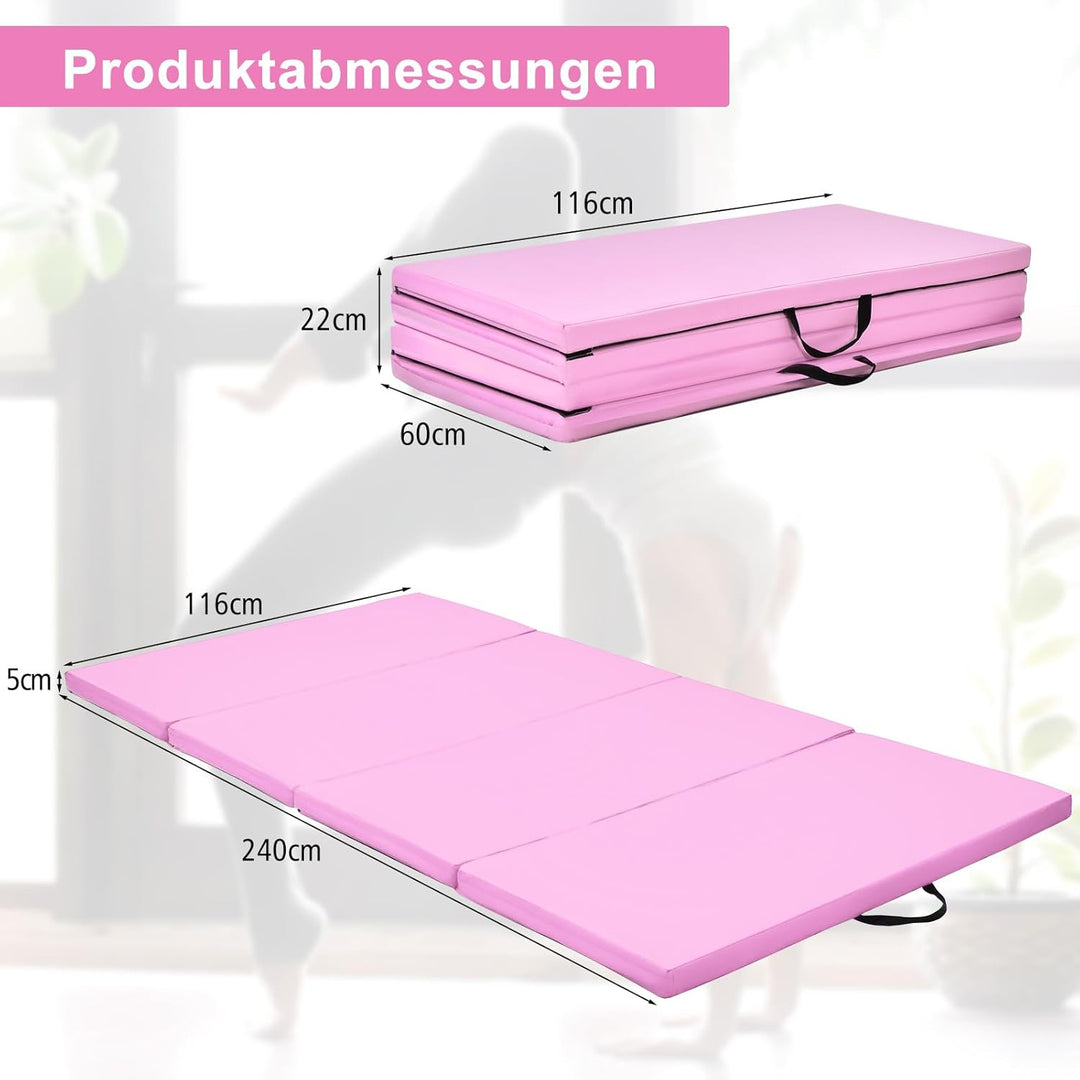 COSTWAY 240 x 120 x 5 cm Weichbodenmatte, Gymnastikmatte klappbar, Yogamatte mit Klettverschluss und