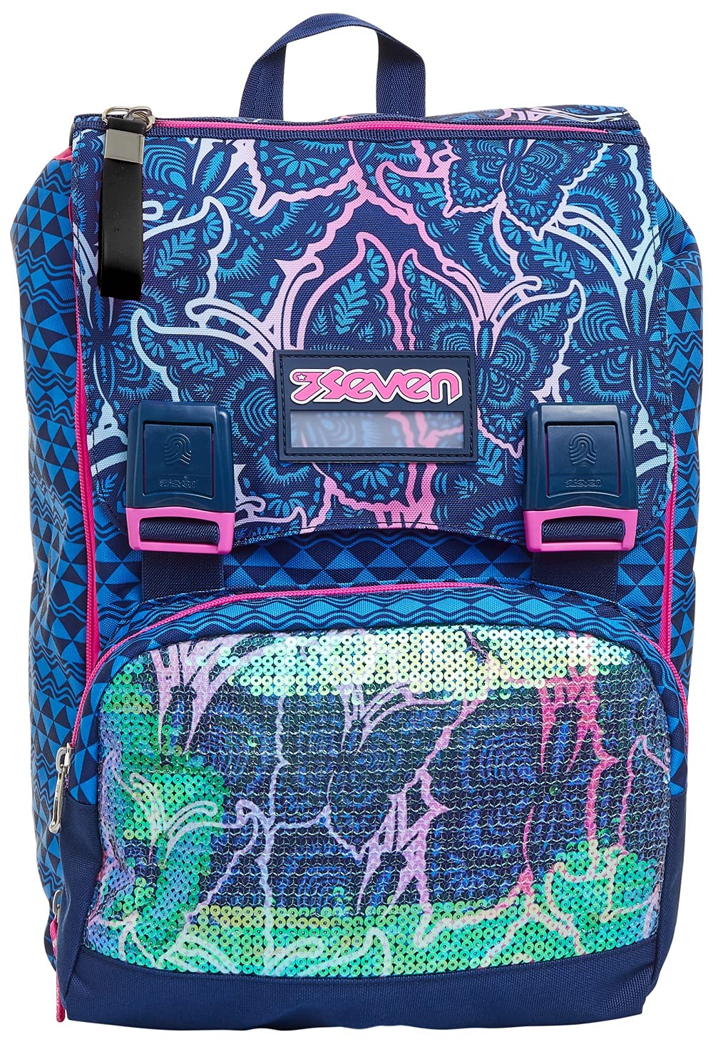 Seven Rucksack, Backpack für Schule, Uni & Freizeit, Erweiterbarer Schulranzen, Geräumige Schultasch