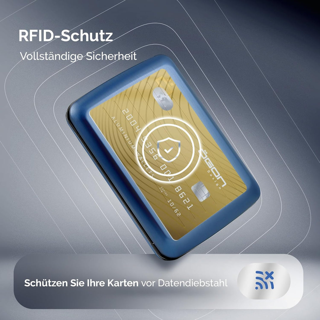 OGON Aluminium Geldbörse Smart Case V2 - Einfache Lagerung - Metallverschluss - Kartenetui mit RFID-