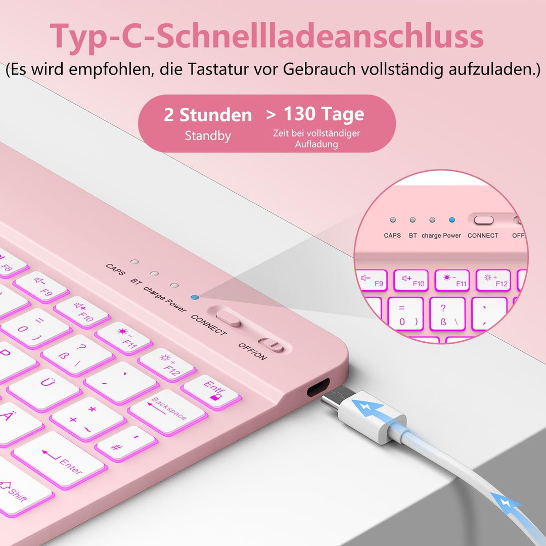 aMZCaSE für iPad A16 10/11th Generation Case mit Tastatur 11/10.9 Zoll(2025/2022),7 Farben Hintergru