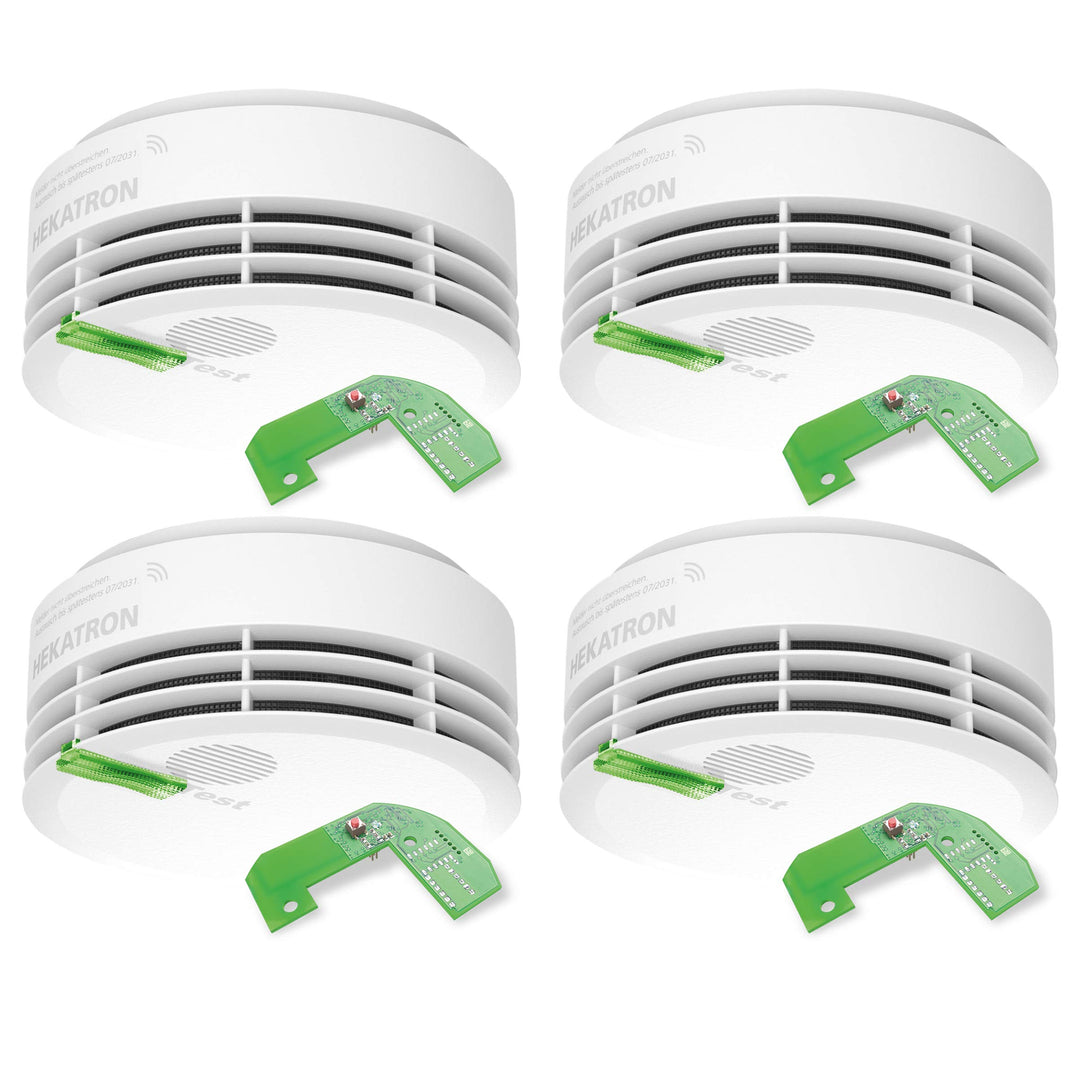 Hekatron 31-5000030-02-01 weiss Rauchmelder, Genius Plus X 3V, 4er Pack inkl. Funkmodule, 4er Pack i