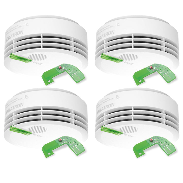 Hekatron 31-5000030-02-01 weiss Rauchmelder, Genius Plus X 3V, 4er Pack inkl. Funkmodule, 4er Pack i