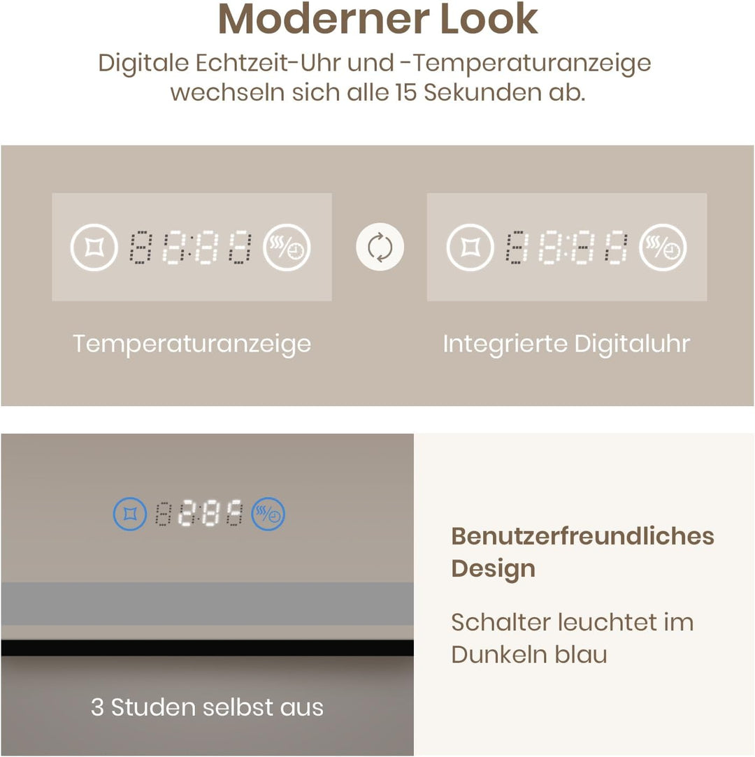 EMKE Badspiegel mit Beleuchtung 80x60cm Badspiegel Schwarzer Rand LED Badezimmerspiegel mit Touch, A