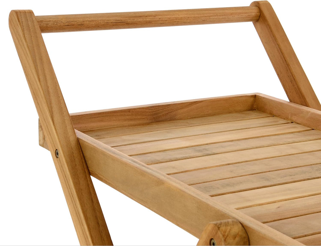 Divero Servierwagen Rivera mit Rädern aus Teakholz, behandelt - Farbe: Braun