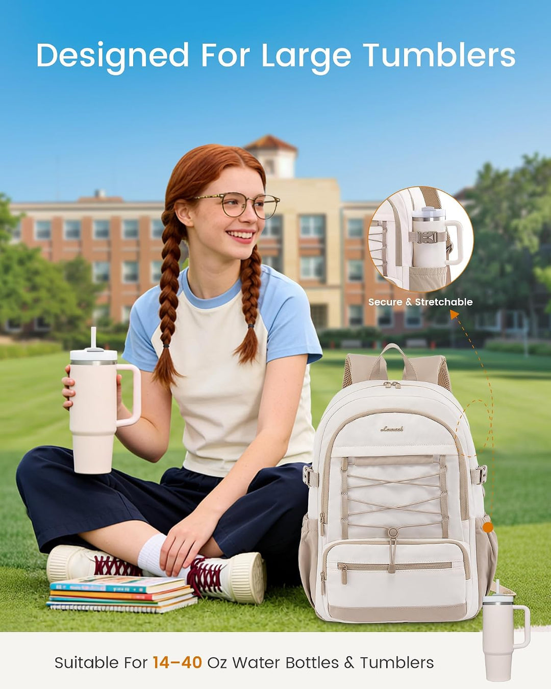LOVEVOOK Rucksack Damen, 17,3 Zoll Laptop Schulrucksack Teenager Wasserdicht Schultasche Mädchen Tra