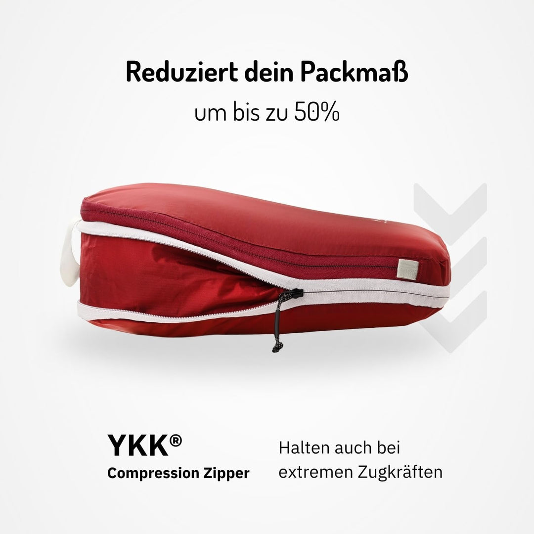 NORDKAMM® Profi-Packtaschen mit Kompression, Ultraleichtes Koffer-Organizer Set, Packing Cubes aus w