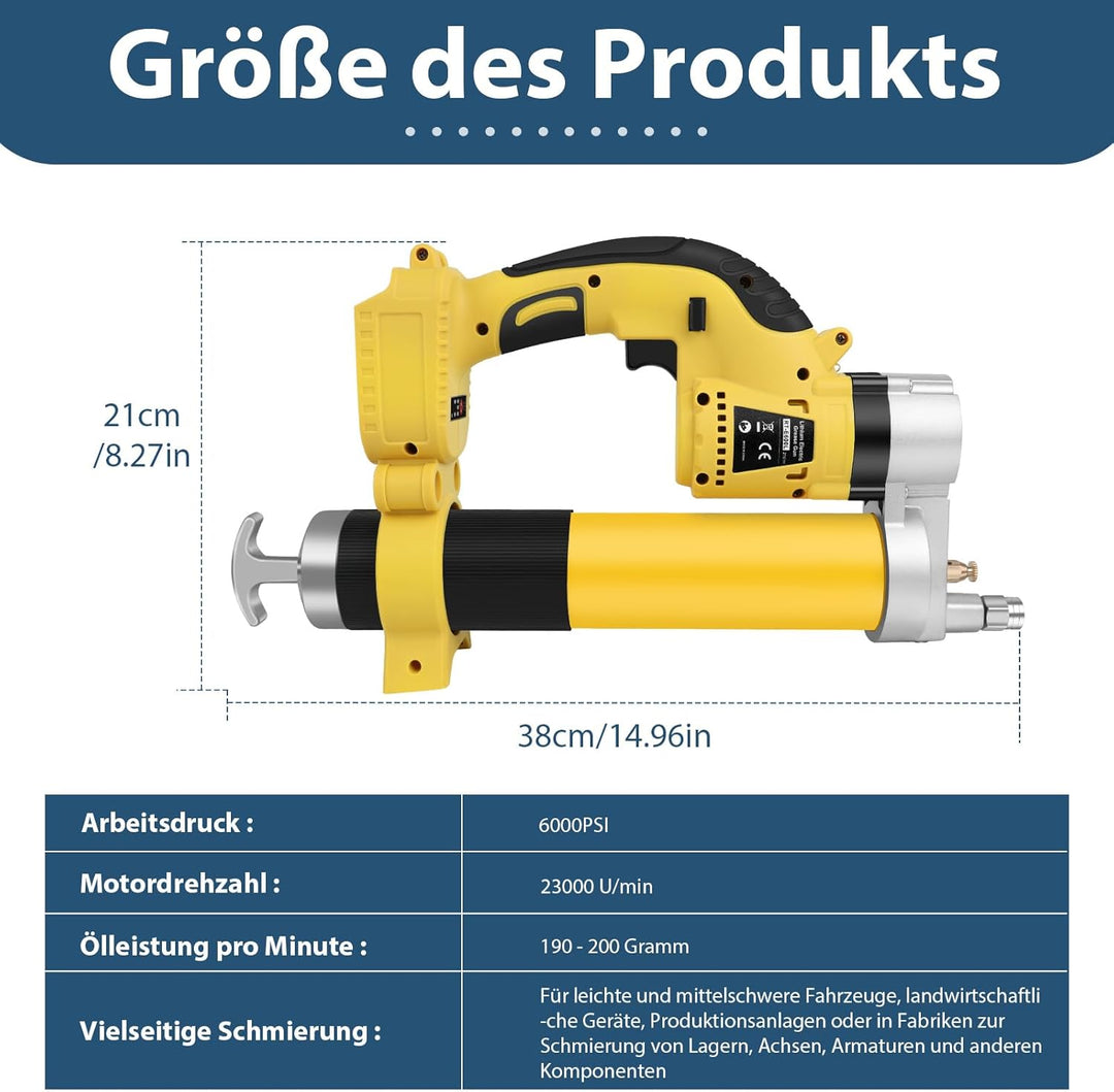ASUNCELL Akku-Fettpresse 18V, Elektrische Fettpresse Kit mit 2 Batterien und Ladegerät, 8000 PSI Bür