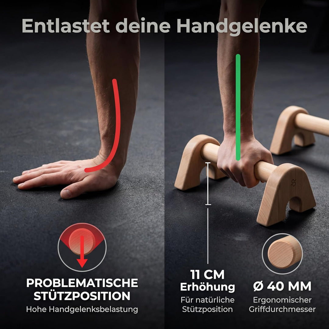 Liegestützgriffe extra lang - Transportable mini Parallettes - einfach verstaubare Handstand Griffe