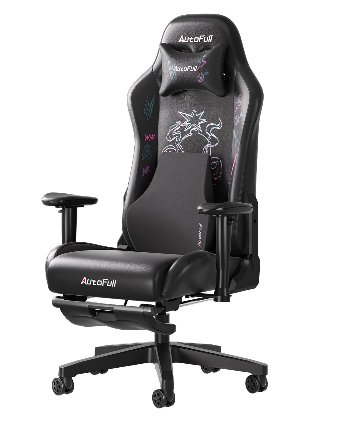 AutoFull C3 Gaming Stuhl Rennstil, Ergonomisch Gaming-Stuhl mit Fussstütze, Gaming Stühle mit Höhenv