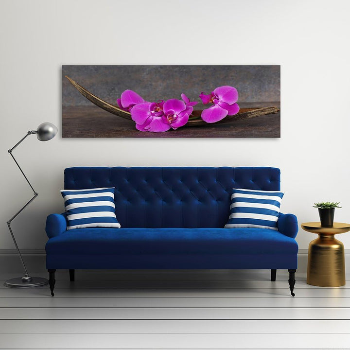 Feeby Frames, Leinwandbild, Bilder, Wand Bild, Wandbilder, Kunstdruck 60x150cm, BLUME, ORCHIDEE, ZEN