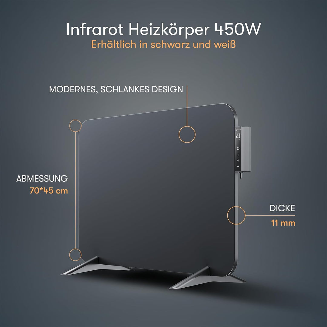 BR Bringer Metall Infrarotheizung 450 Watt mit Smart Thermostat und Fernbedienung, WIFI und App - al