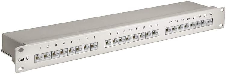 Goobay 94036 CAT 6 Patch Panel 19 Zoll / 24 Port RJ45 Buchsen Netzwerkstecker / 250 MHz LAN Patchfel