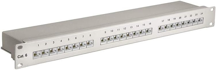 Goobay 94036 CAT 6 Patch Panel 19 Zoll / 24 Port RJ45 Buchsen Netzwerkstecker / 250 MHz LAN Patchfel