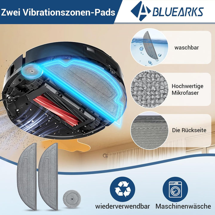 Bluearks 27 Stück Zubehörset für Roborock S8 MaxV Roboter Saugroboter, 2 Hauptbürste, 4 Filter, 4 Wi