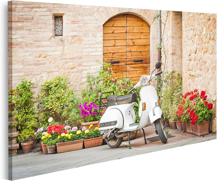 islandburner Bild auf Leinwand Italien Vintage Vespa Pienza Bilder Wandbilder Poster Leinwand 100x57