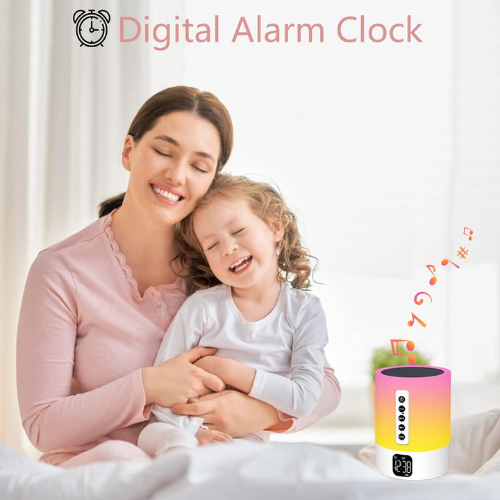 Bluetooth Lautsprecher mit Licht, Wecker mit Licht, Touch Dimmbar Nachttischlampe, White Noise Machi