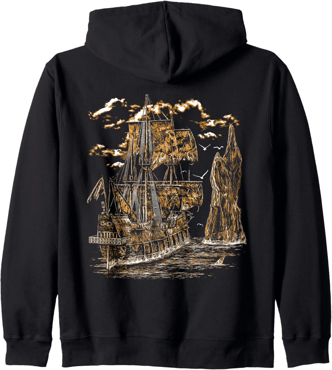 Piraten Schiff Pirates Open Sea Carribean Rocks Shark Hai Kapuzenjacke
