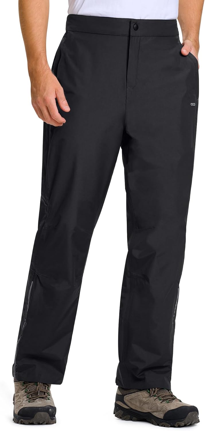 33,000ft Regenhose Herren Wasserdicht Full Zip Wanderhose, Atmungsaktiv 2-Lagen Überziehhose Fahrrad