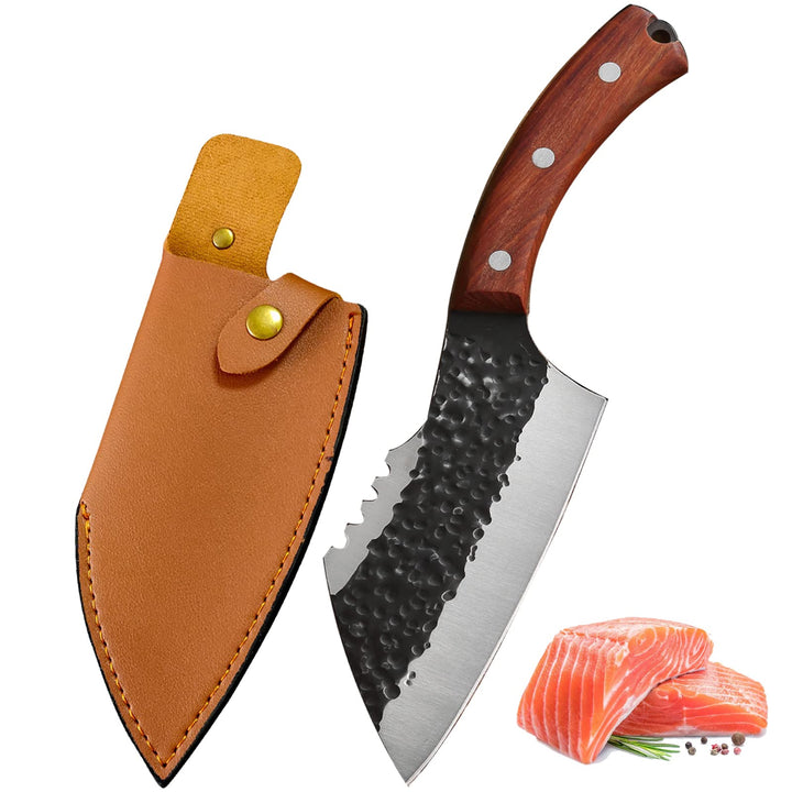 Fubinaty Kochmesser Handgefertigtes geschmiedetes Fleischbeil Full Tang Outdoor Jagd Camping Messer