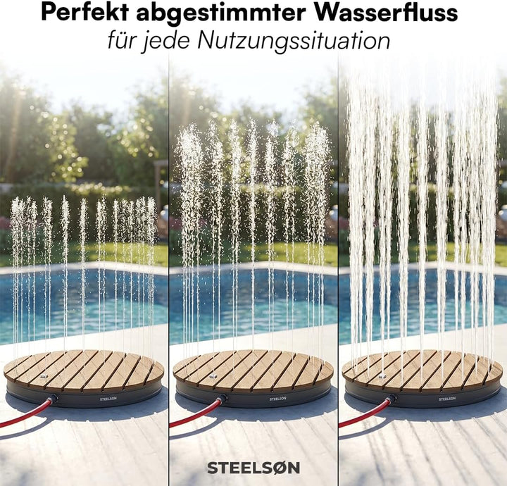 STEELSØN Samaya Bodendusche rund – Aussendusche Braun/Grau – Fontänenhöhe bis zu 4m mit Fussrad eins