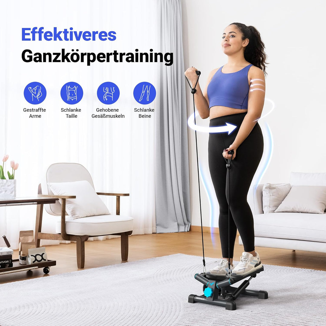 MERACH 2-in-1 Stepper für Zuhause, Leise Mini Stepper 150kg mit LCD-Monitor, Up-Down Swing Stepper m