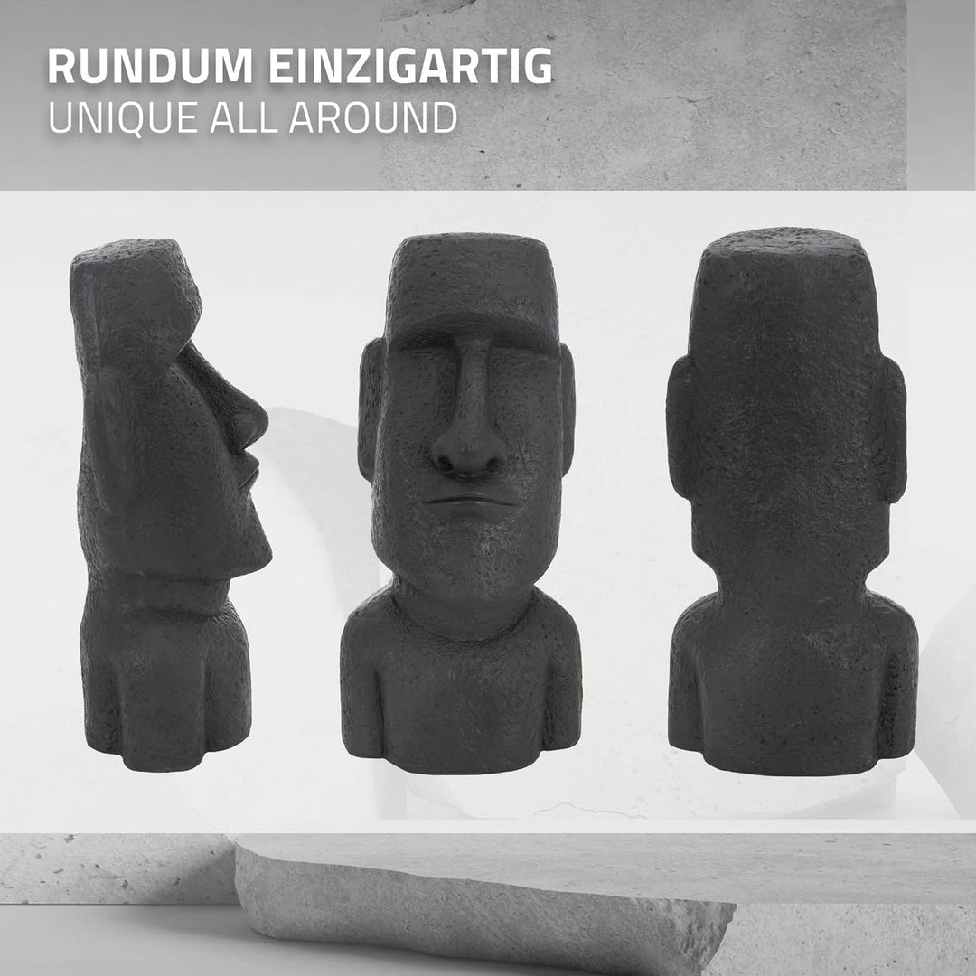 ECD Germany Moai Figur Rapa Nui Kopf 53,5 cm hoch aus wetterfestem Steinguss Kunstharz, Anthrazit, O
