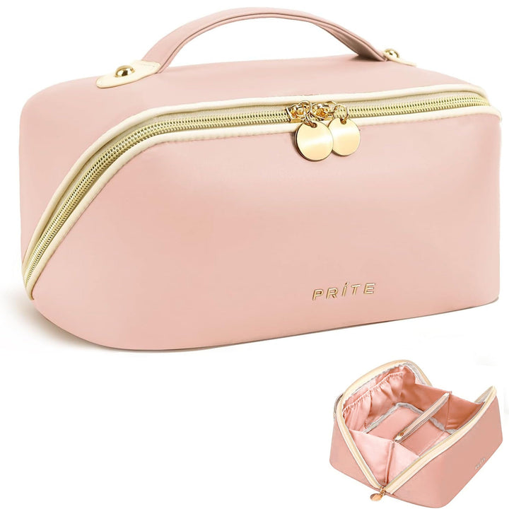 Prite Grosse Kapazität Kosmetiktasche Tragbare Reise Make Up Tasche wasserdichte PU-Leder Schminktas