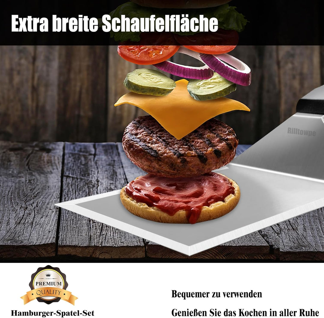 Grillspachtel Grillspachtel Set aus Edelstahl,Grillspachtel for Grillen, Plancha Spachtel,Grill Zube
