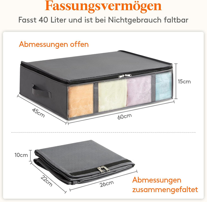 Lifewit 6 Stück 40L Unterbett Aufbewahrungsbox, Faltbare Unterbettkommode Aufbewahrungstasche Storag