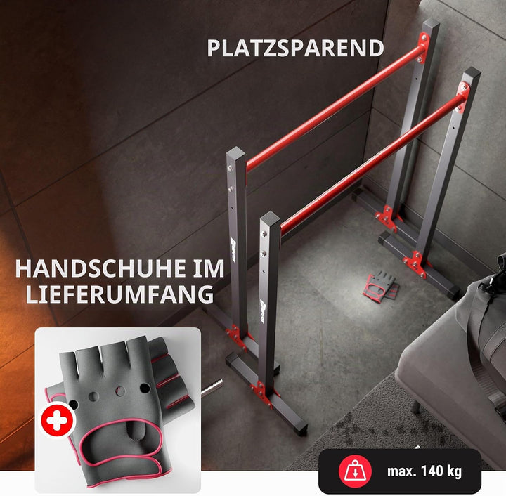 HS Hop-Sport Dipstation Dip Ständer HS-D011 Dipper Station Klimmzug Barren Rack Graphit, Graphit
