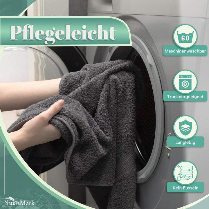 NatureMark 8er Pack Handtücher, 100% Baumwolle, 50 x 100 cm, Handtuch Set Anthrazit grau Anthrazit/G