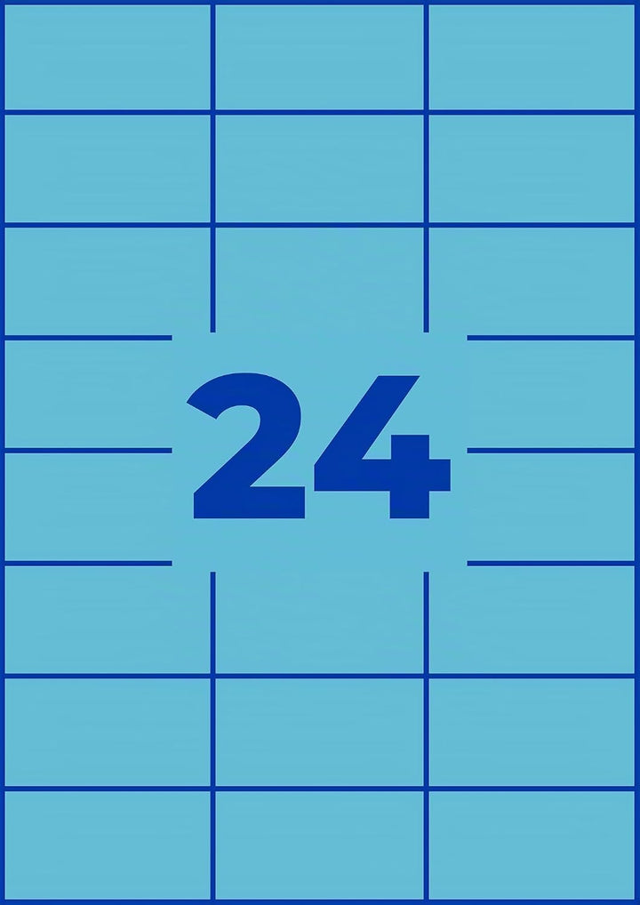 AVERY Zweckform 3449 Blaue Etiketten (2.400 Aufkleber, 70x37mm auf A4, permanent haftend, selbstkleb