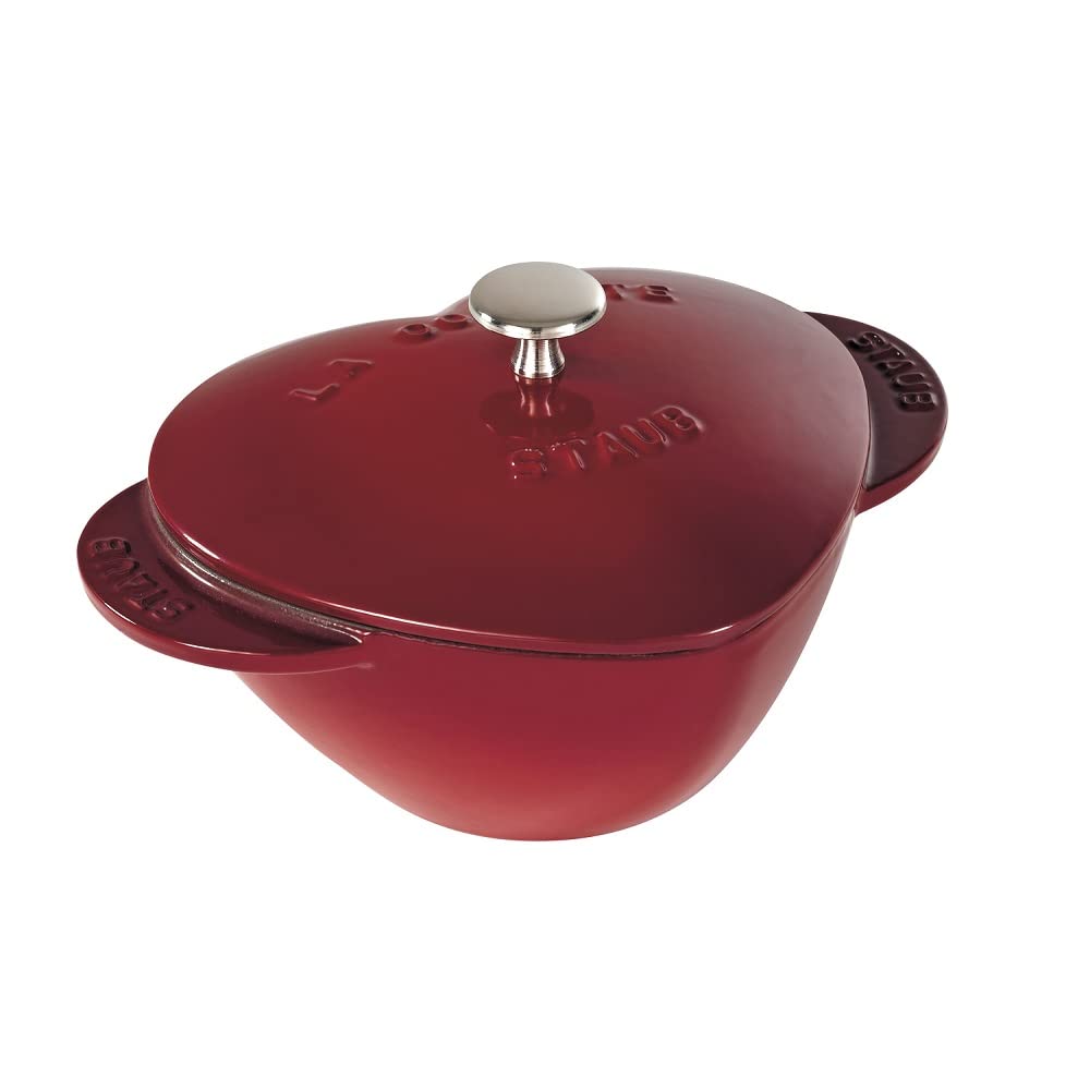 Staub 40509-798-0 Cocotte/Bräter, Herz 20 cm, 1,75 L, mit mattschwarzer Emaillierung im Inneren des