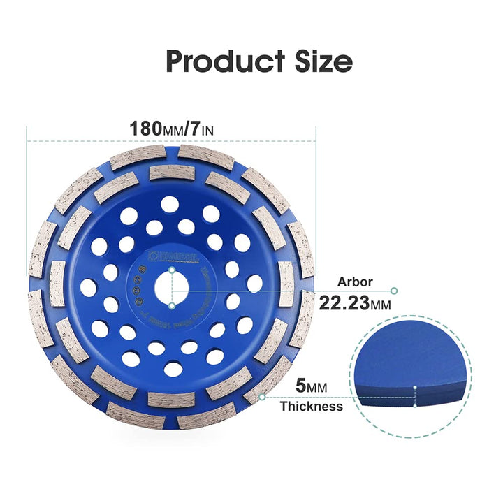 Diamant Schleiftopf,HIGHDRIL 180MM Turbo Diamanttopfschleifer Schleifscheibe für Beton Mauerwerk Gra