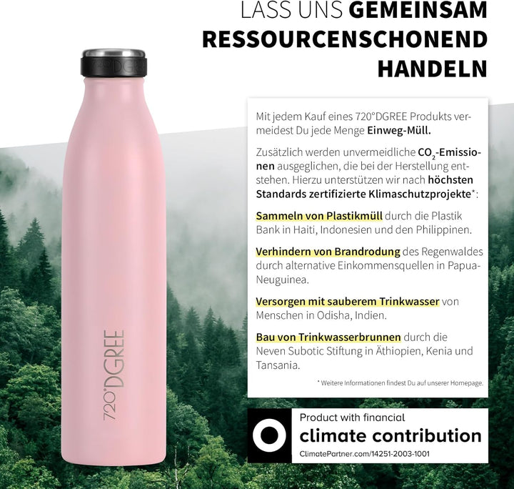 720°DGREE Edelstahl Trinkflasche “milkyBottle” - 750ml - BPA-Frei, Auslaufsicher, Kohlensäure geeign