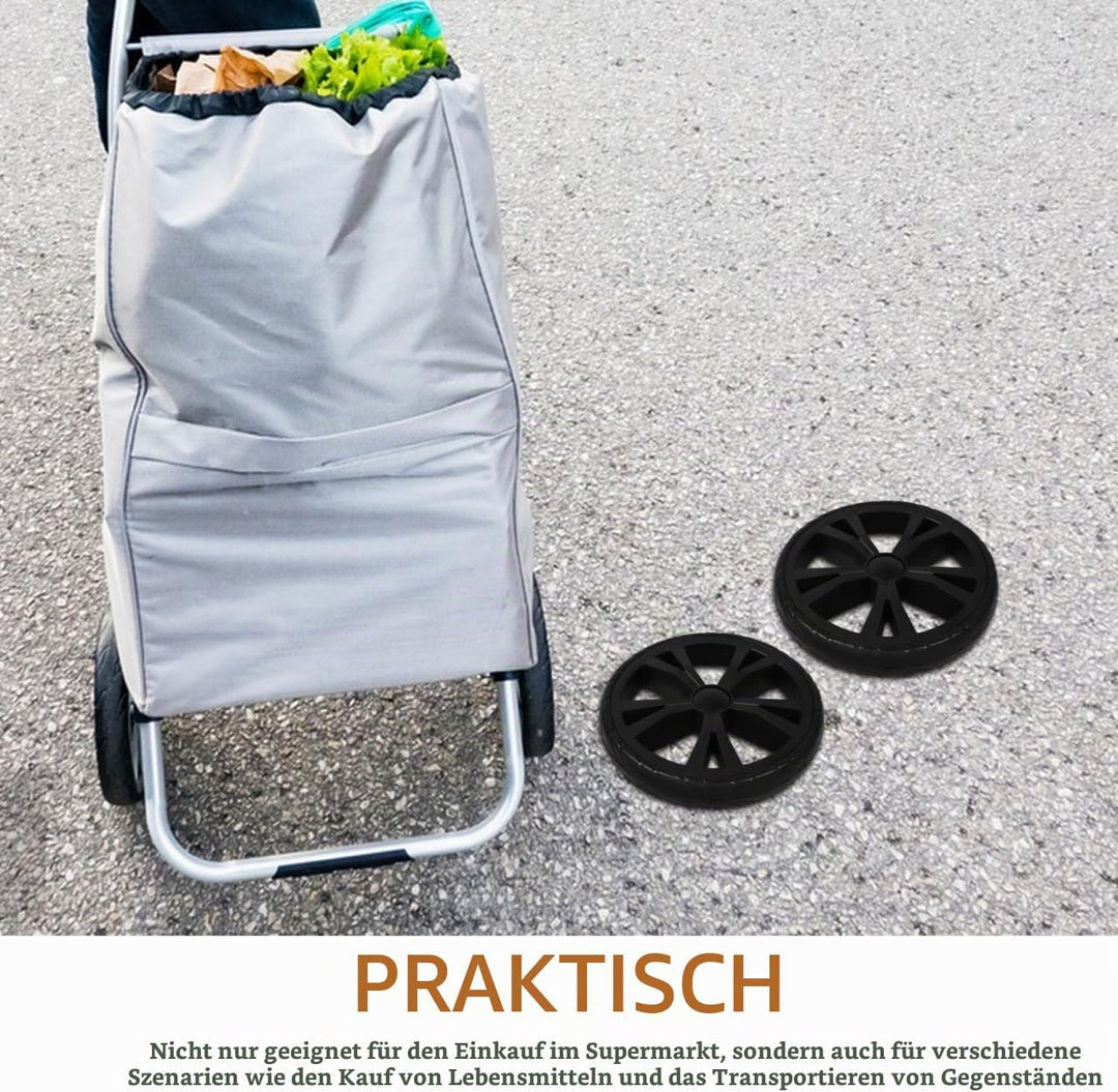 2St ErsatzräDer FüR Einkaufswagen, Treppensteiger-RäDer Aus Plastik, Schwarz, 20cm Durchmesser, Leis