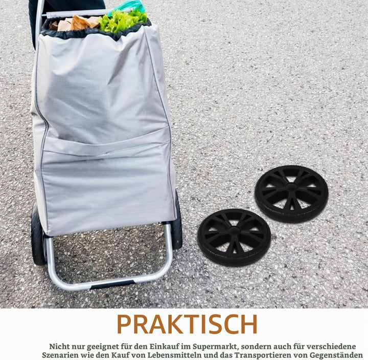 2St ErsatzräDer FüR Einkaufswagen, Treppensteiger-RäDer Aus Plastik, Schwarz, 20cm Durchmesser, Leis
