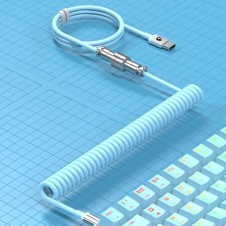 MAMBASNAKE C01 Spiral Tastaturkabel, Pro Custom Coiled USB C Kabel für Mechanische Tastatur, Typ C a