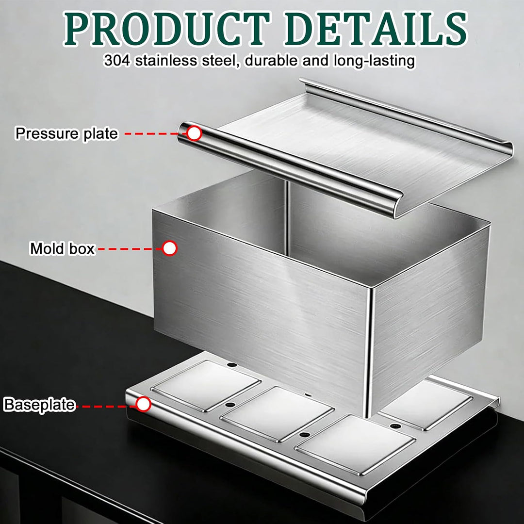 Tofupresse Edelstahl, Tofu Presse, 16x12x9cm Tofu Maker Mit Käsetuch, Tofu-Presse, Mit Mehreren Abla