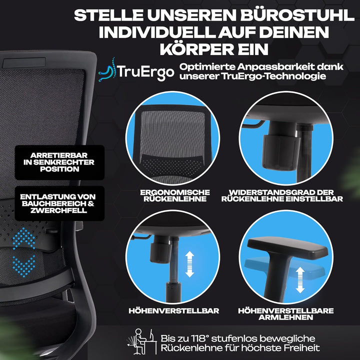 VALKENSTOL M2 Ergonomischer Bürostuhl 150 kg [ohne Kopfstütze] Schreibtischstuhl Ergonomisch Bürostu