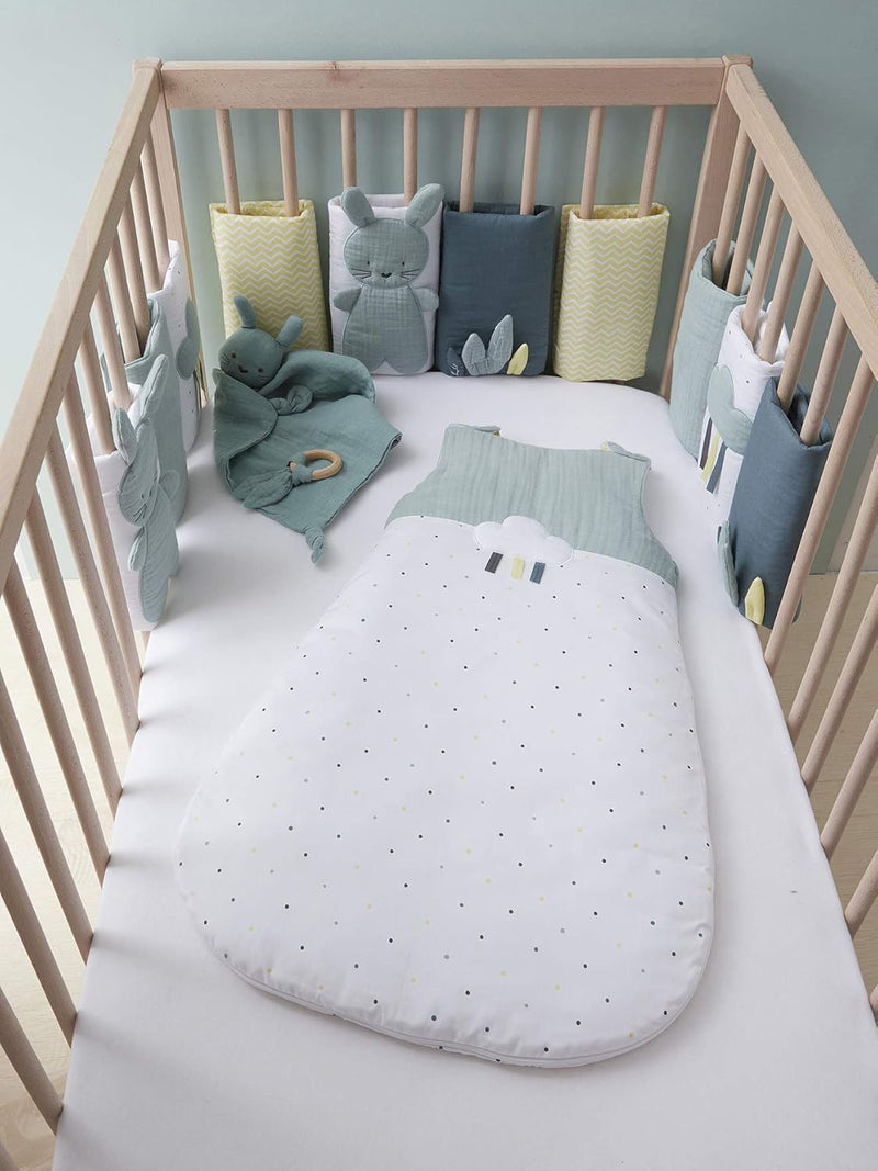 VERTBAUDET Baby Bettumrandung „Frühlingsregen“ Oeko-Tex grün ONE SIZE