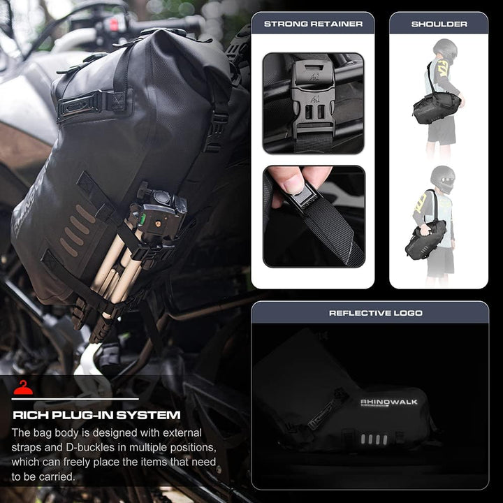 Rhinowalk Motorrad-Satteltaschen Gepäckträgertasche 28L (14L*2) wasserdichte Anti-Vibrations-Motorse