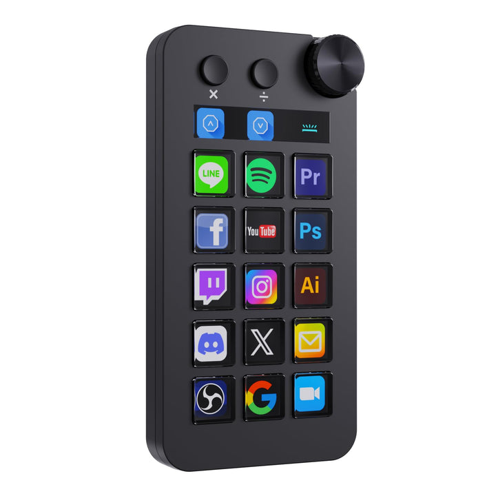 Treaslin N1 3-in-1 Stream Controller Deck,Profi Macro Keypad mit 15 animierten LCD-Tasten,Regler&Dis