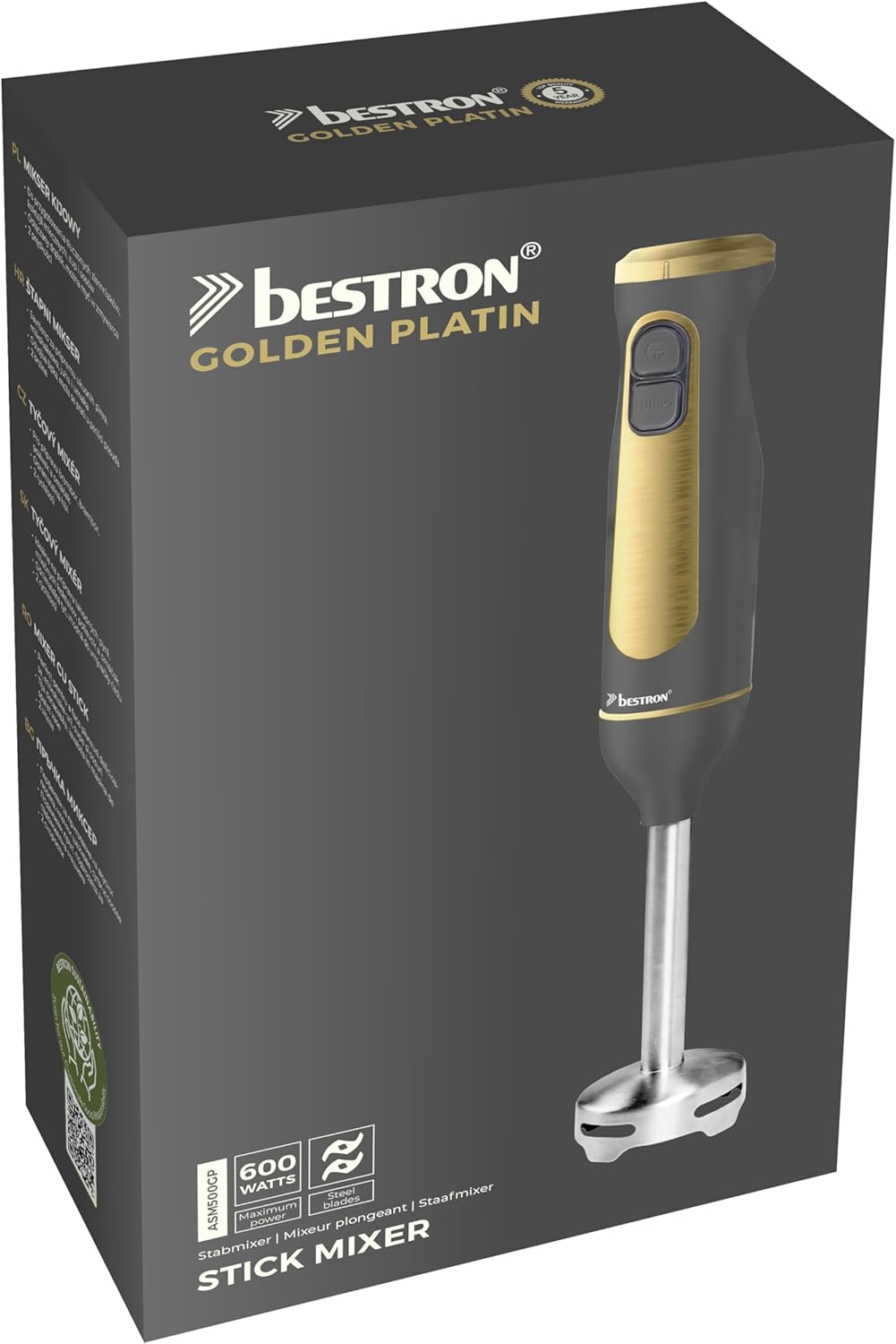 Bestron Stabmixer, Pürierstab mit 2 Geschwindigkeitsstufen &amp; ergonomischer Handgriff, inkl. Turbofun