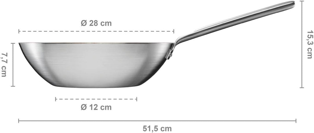 Fiskars Norden Steel Wok, Ø 28 cm, Für alle Kochfelder geeignet, Mit Antihaftbeschichtung, Edelstahl