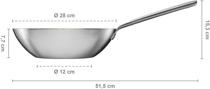 Fiskars Norden Steel Wok, Ø 28 cm, Für alle Kochfelder geeignet, Mit Antihaftbeschichtung, Edelstahl