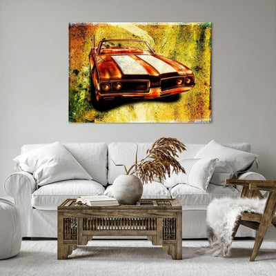 Bilder auf Leinwand 100x70cm Leinwandbild Auto Geschwindigkeit Cabriolet Gross Wanddeko Bild Schlafz