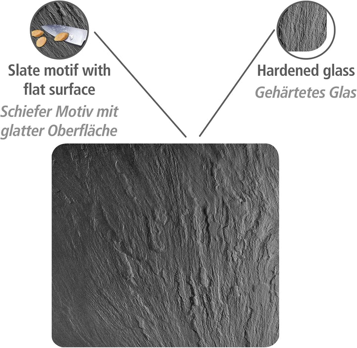 WENKO Multi-Platte Schiefer, Herdherdabdeckplatte für Glaskeramik-Kochfelder, nutzbar als Wandblende
